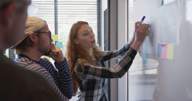 Young Woman Leading Brainstorming Session on Whiteboard - Download Free Stock Images Pikwizard.com