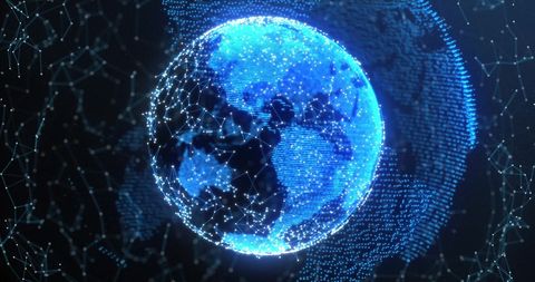 Global Digital Network with Blue Light Connections on 3D Earth - Download Free Stock Images Pikwizard.com