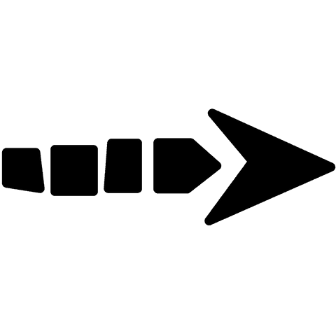 Black arrow and geometric shapes on transparent background