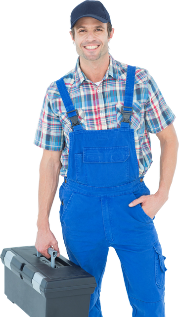 Transparent Confident Plumber with Toolbox Smiling - Download Free Stock Videos Pikwizard.com