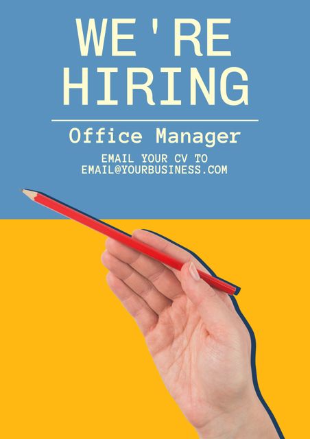 We Are Hiring Announcement for Office Manager with Contact Information - Download Free Stock Templates Pikwizard.com