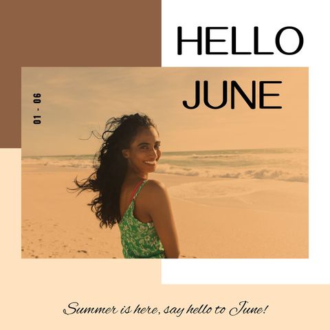 Celebrating Arrival of June with Joyful Beach Scene - Download Free Stock Templates Pikwizard.com