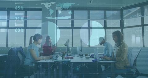 Professionals Optimizing Performance with Digital Analytics in Corporate Office