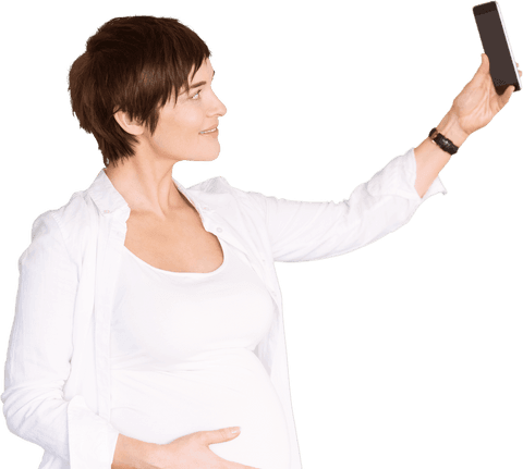Transparent Background Pregnant Woman Taking Selfie