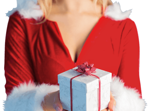 woman in christmas outfit presenting transparent gift box - Download Free Stock Videos Pikwizard.com