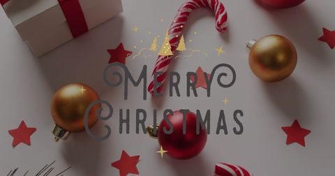 Festive Christmas Greeting with Ornaments and Candy Cane - Download Free Stock Images Pikwizard.com