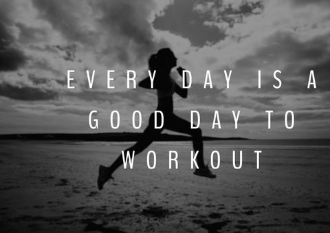 silhouette of woman running on beach with motivational quote - Download Free Stock Templates Pikwizard.com