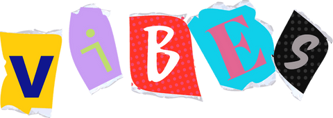 Collage-style vibrant vibes torn paper transparent background