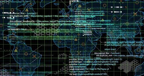 Futuristic Cybersecurity Digital World Map with Code Interface - Download Free Stock Images Pikwizard.com