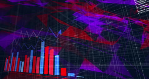 Abstract Financial Data with Blue and Red Bar Graphs
