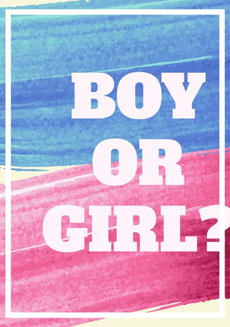 Perfect for baby shower invitations and gender reveal parties, this vibrant poster features bold 'Boy or Girl?' text with colorful paint strokes in pink and blue. Ideal for celebrating and announcing the gender of a baby at themed events. Great for social media posts, digital invitations, and printed party decor.