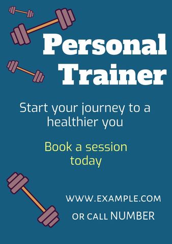 Dynamic Personal Trainer Advertisement with Bold Text and Dumbbells - Download Free Stock Templates Pikwizard.com