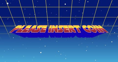 Retro Futuristic Insert Coin Arcade Tribute