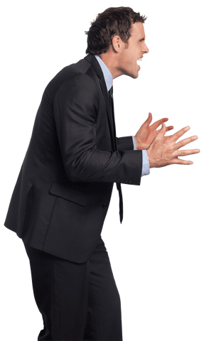 Angry Businessman Gesturing Frustration Transparent Mood