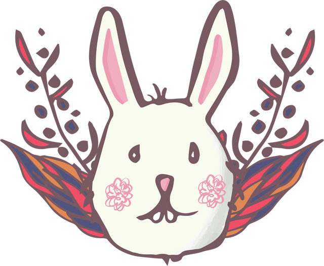 Cute Bunny Head with Floral Leaves on Transparent Background - Download Free Stock Videos Pikwizard.com