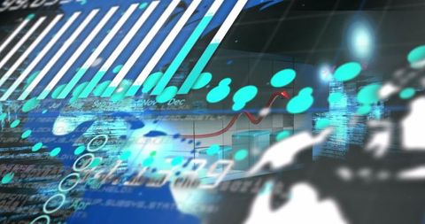 Abstract digital data analysis with blue interface