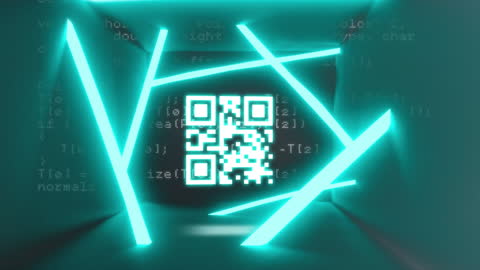 Neon Green QR Code Scanner in Futuristic Digital Space