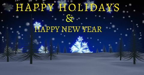 Festive Happy Holidays Greeting with Snowfall and Blue Background - Download Free Stock Images Pikwizard.com