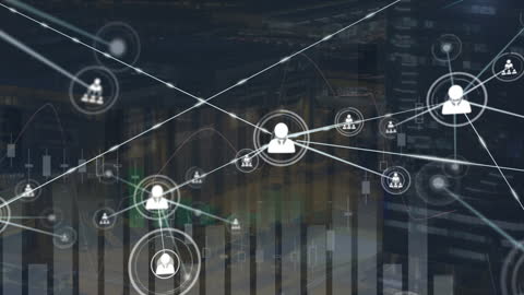 Digital Network Connections with Data Integration Icons