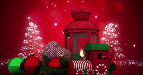 Festive Christmas Decoration with Lantern and Baubles - Download Free Stock Images Pikwizard.com