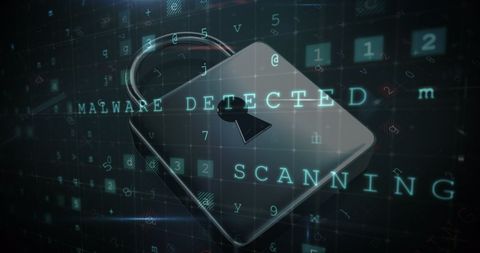 Cyber Security Lock and Malware Detection with Coding Background - Download Free Stock Images Pikwizard.com
