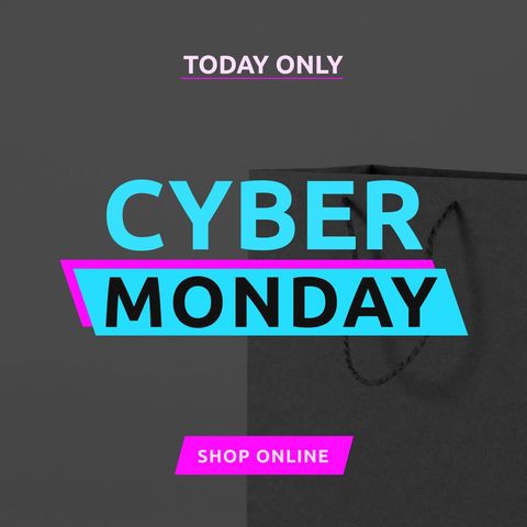 cyber monday promo with stylish shopping bag - Download Free Stock Templates Pikwizard.com