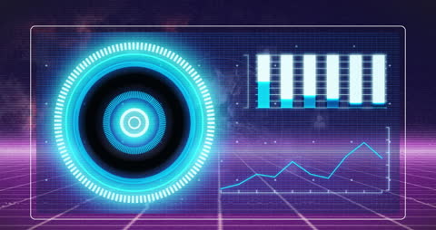 Futuristic HUD Interface with Data Analytics Display
