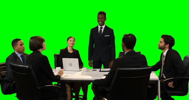 Business Meeting with Team Members in Professional Attire Against Green Screen - Download Free Stock Images Pikwizard.com