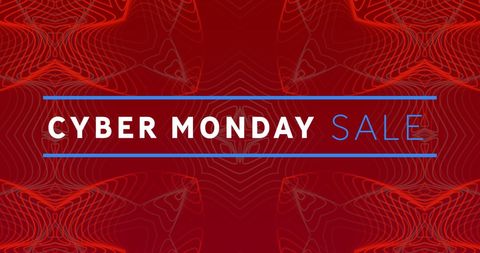Cyber monday sale banner with kaleidoscopic red background