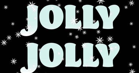 Festive 'Jolly' Repeating Text with Falling Snowflakes on Black