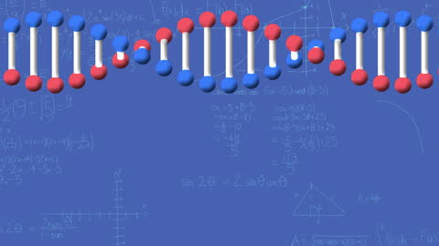 DNA Structure with Mathematical Formula Background