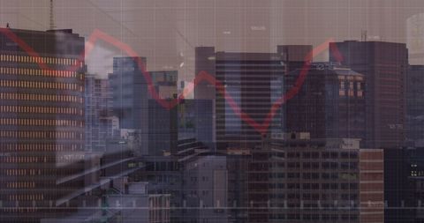 Cityscape Overlay with Financial Data Graph