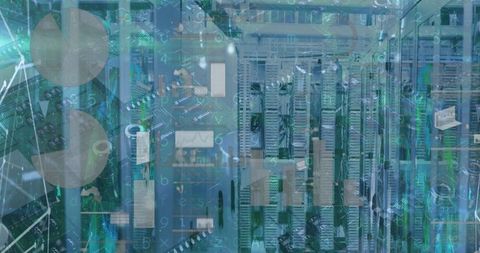 Abstract Financial Data Overlay on Server Racks Background - Download Free Stock Images Pikwizard.com
