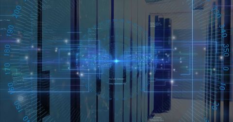 Futuristic Data Processing in Neon-Lit Server Room - Download Free Stock Images Pikwizard.com