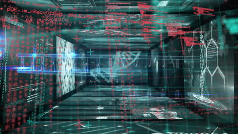 Futuristic Digital Data and DNA Processing Concept