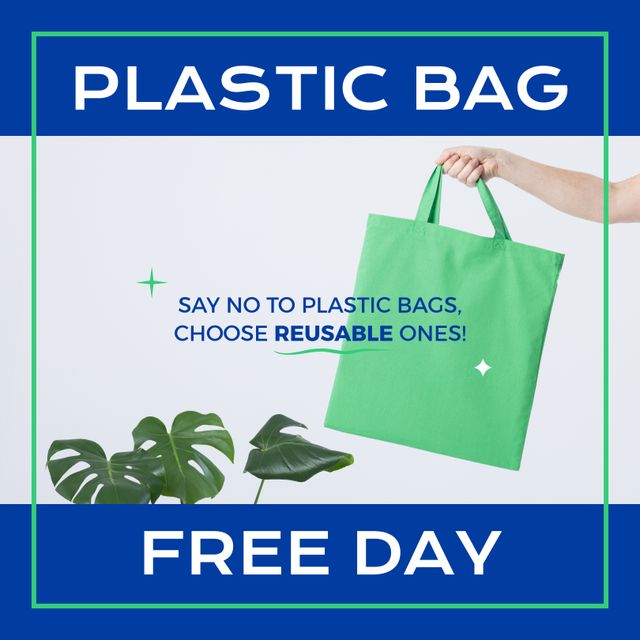 International Plastic Bag Free Day Poster with Green Reusable Bag - Download Free Stock Templates Pikwizard.com