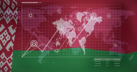 Data Visualization on Belarus Flag with World Map and Line Charts