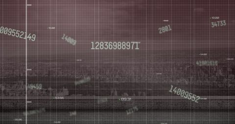 Financial data projection over urban skyline