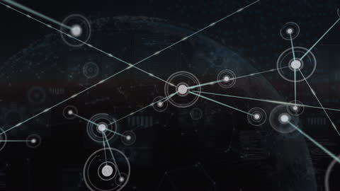 Digital Networking Concept Over Dark Globe