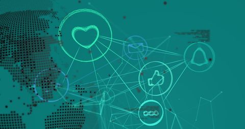 Digital Network Concept with Global Connections and Communication Icons - Download Free Stock Images Pikwizard.com