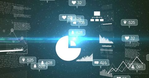 Futuristic Data Visualization Interface with Analytics Graphs