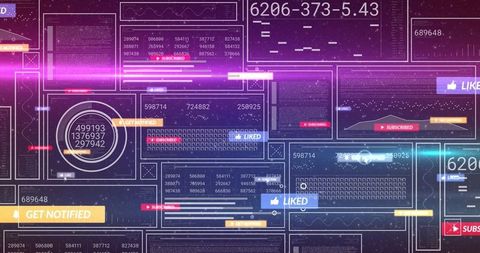 Futuristic Digital Interface with Holographic Light and Analytics