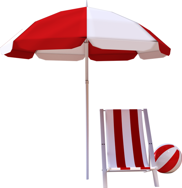 Red and White Deckchair, Beach Umbrella and Beach Ball Transparent Background - Download Free Stock Videos Pikwizard.com