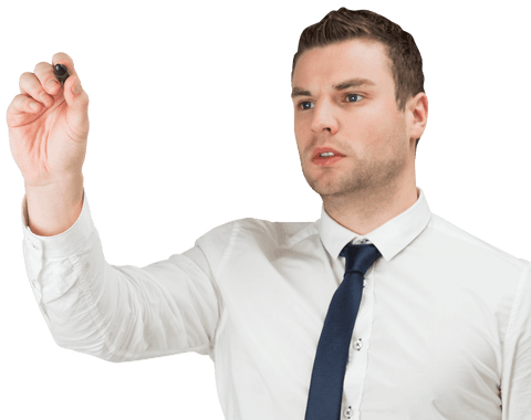 Serious Businessman Writing Transparent Screen Concept - Download Free Stock Videos Pikwizard.com