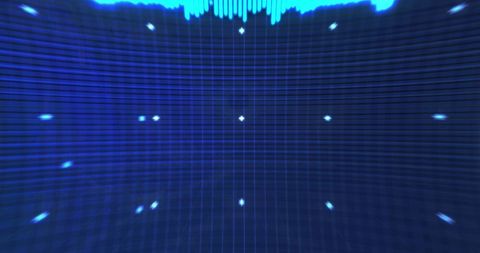 Glowing blue lights in abstract digital grid background