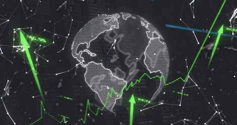 Digital Data Globe with Abstract Financial Graphs - Download Free Stock Images Pikwizard.com
