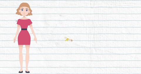 Cartoon Woman in Pink Dress on Ruled Paper Background - Download Free Stock Images Pikwizard.com