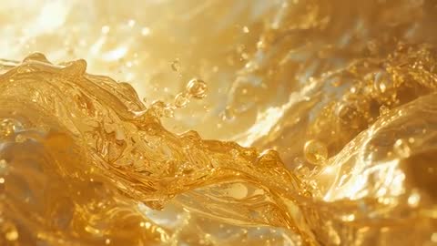 Flowing Golden Liquid Motion in Continuous Fluid Ripples