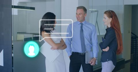 Digital Business Network in Modern Office Space