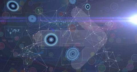 Abstract futuristic human mind interface with digital node connectivity